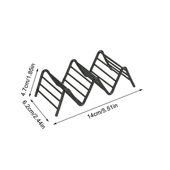 Taco Shell Holder Stand, Stainless Steel Taco Stand Rack, Oven Safe for Baking, Dishwasher and Grill Safe (Black)