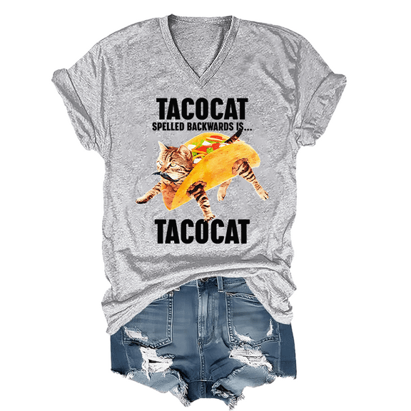 Taco Shirt,Tacocat Spelled Backward Is Tacocat Shirt V Neck Unisex
