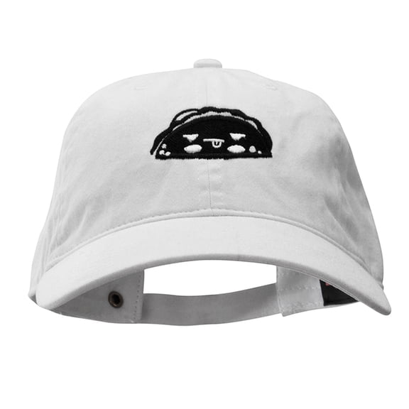 Taco Taco Embroidered Washed Solid Pigment Dyed Cotton Twill Brass Buckle Cap - White OSFM