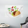 thumbnail image 1 of Taco Tapestry, Vegan Snacks with Mexican Wheat Tortilla Lettuce Tomato Fast Food Menu, Wall Hanging for Bedroom Living Room Dorm Decor, 60W X 40L Inches, Lime Green Sand Brown Ruby, by Ambesonne, 1 of 2