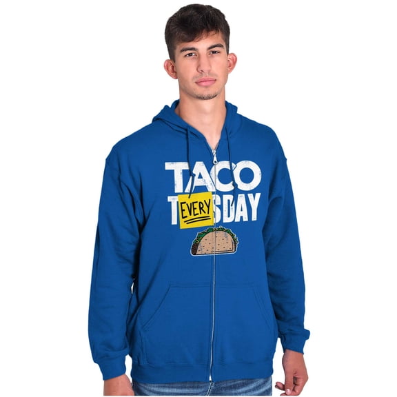 Taco Tuesday Everyday Mexican Foodie Unisex Fleece Graphic Zip Up Hoodie Brisco Brands 5X