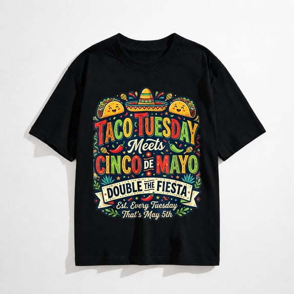 Taco Tuesday Fiesta Tacos Graphic T-Shirt, Funny Casual Tee