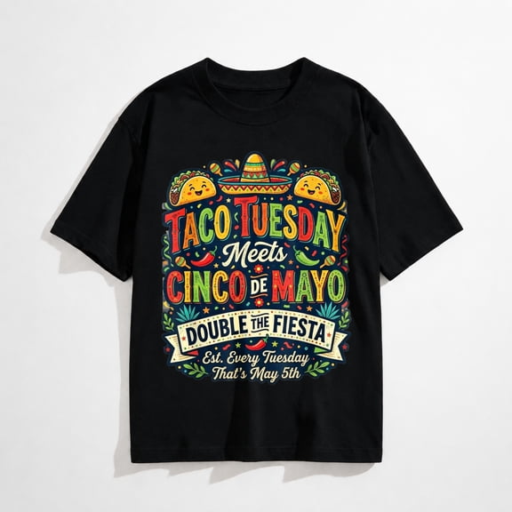 Taco Tuesday Fiesta Tacos Graphic T-Shirt, Funny Casual Tee