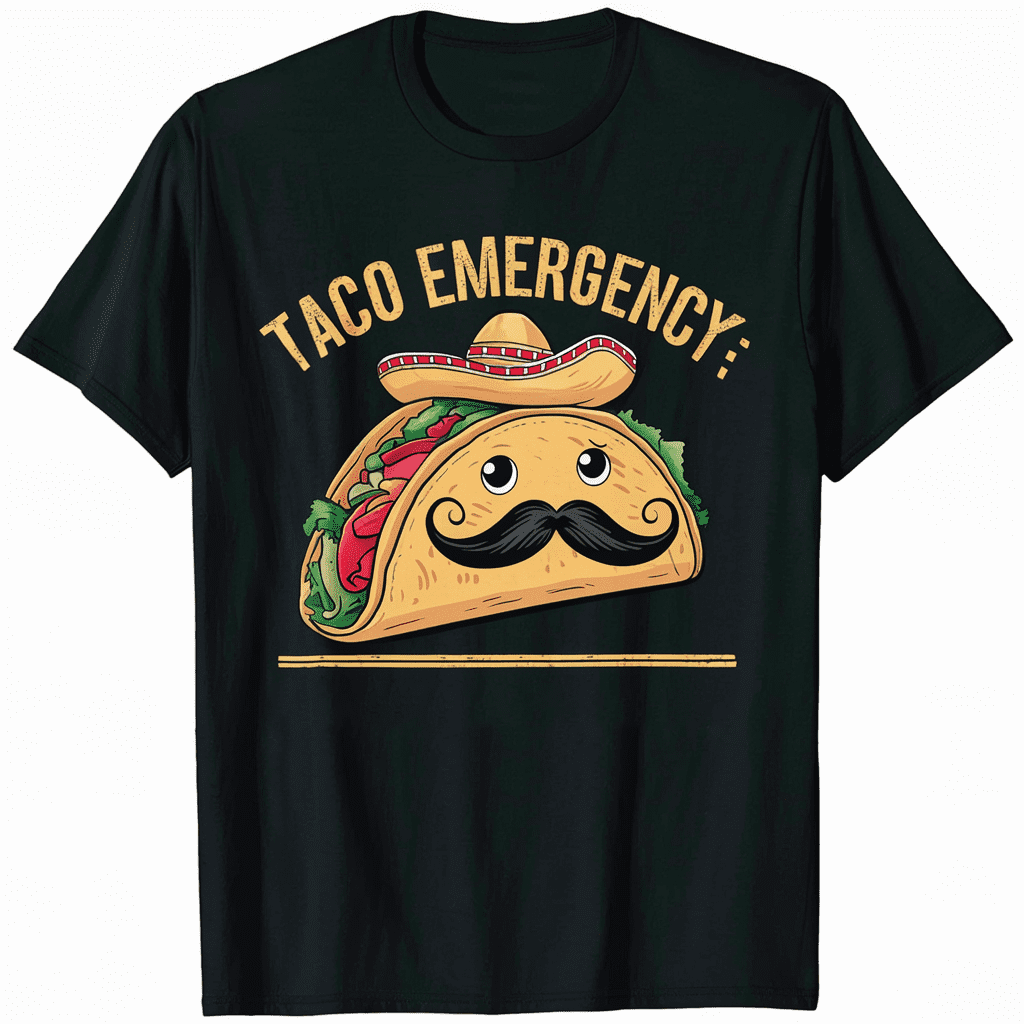 T-shirt Humour Taco Tuesday Ghost Story - Homme, Noir, Neuf Avec étiquettes, Made In USA