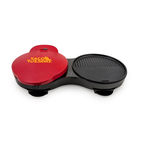 Taco Tuesday Quesadilla Maker Station, Multipurpose Griddle with 8-Inch Non-Stick Cooking Plate, Red