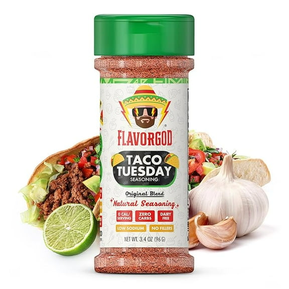 Taco Tuesday Seasoning Mix by Flavor God - Premium All Natural & Healthy Spice Blend for Grilling Chicken, Beef, Seafood, Vegetables, Salad - Kosher, Gluten-Free, Dairy-Free, Vegan, Keto Friendly