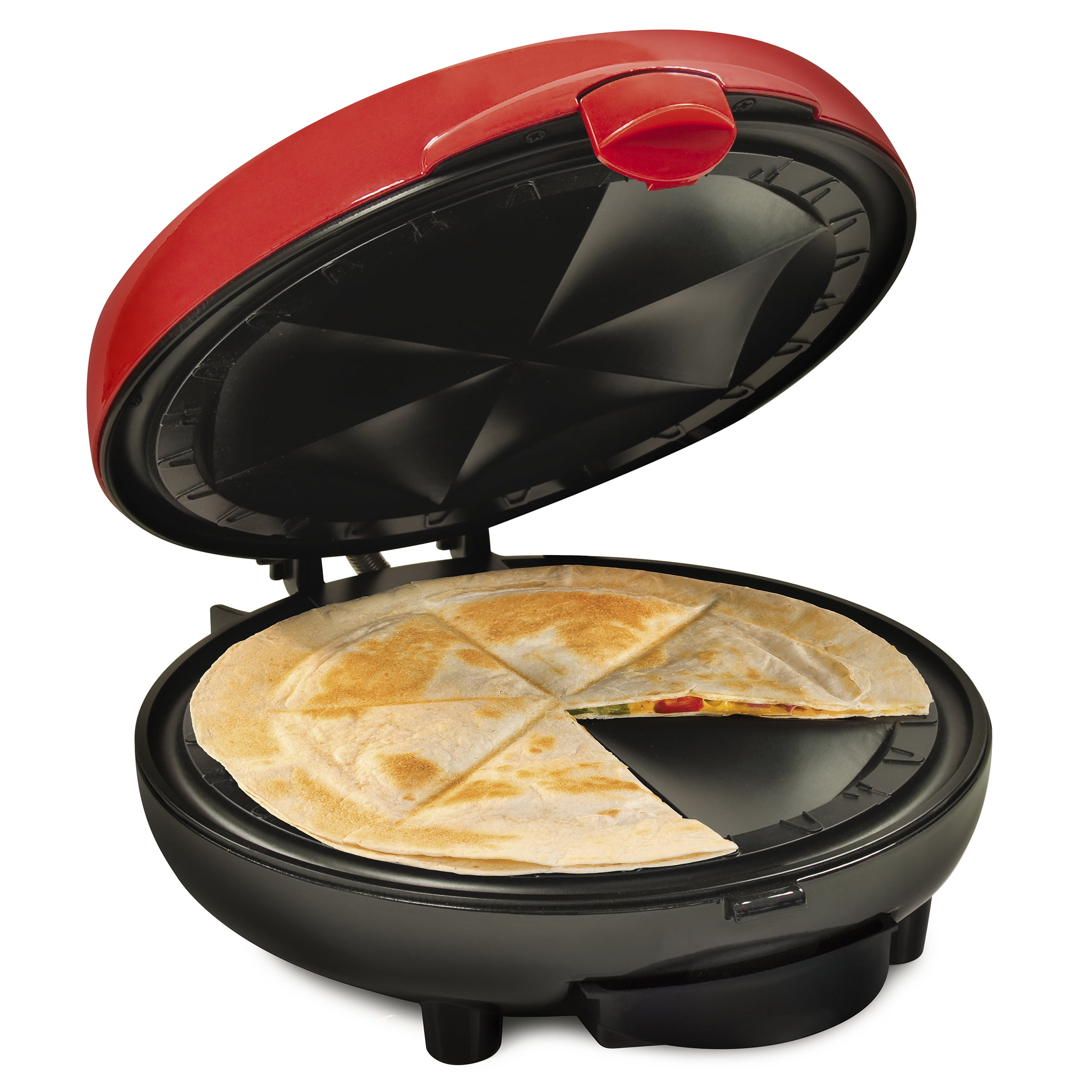 Elite Gourmet EQD413# Non-Stick Electric, Mexican Taco Tuesday Quesadilla  Maker, Easy-Slice 6-Wedge, Grilled Cheese, 8 Inch, Red 8