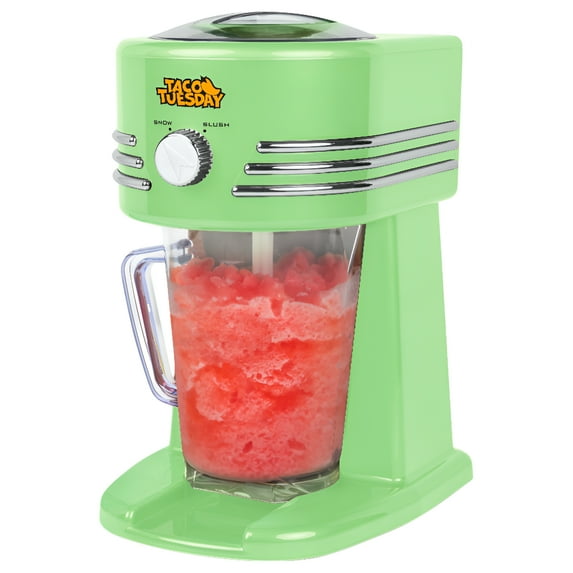 Taco Tuesday Retro Frozen Beverage Station, 40 oz Slushie Machine and Drink Mixer with 2 Shave Settings, Lime Green