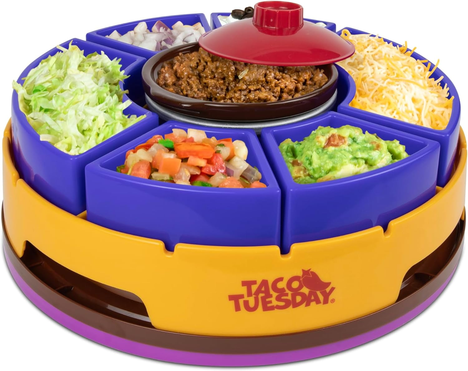 Taco Tuesday Taco Serving Set With Lazy Susan, Removable 20Oz Warmer