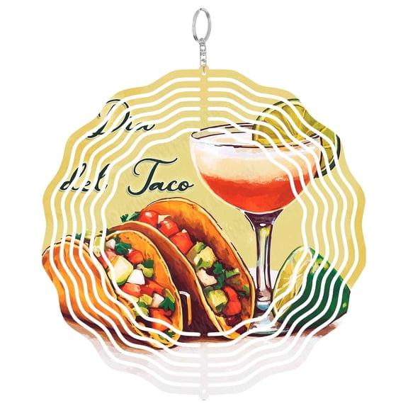 Taco Wind Spinner Metal Outdoor Decor Mexican Fiesta Multicolor