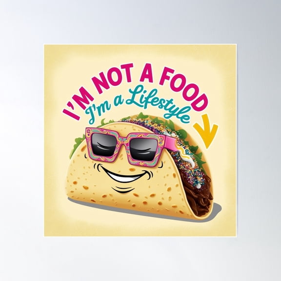 Taco With A Trendy Expression Poster Wall Art, Modern Wall Decor For Living Room Bedroom, 16x16 UNFRAMED