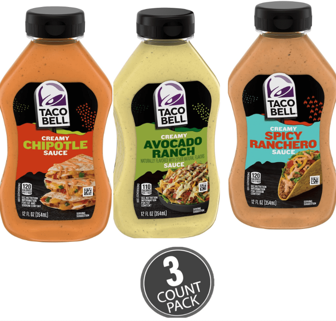 Taco bell variety pack Spicy Rancheo,Chipotle Sauce and Avocado Ranch