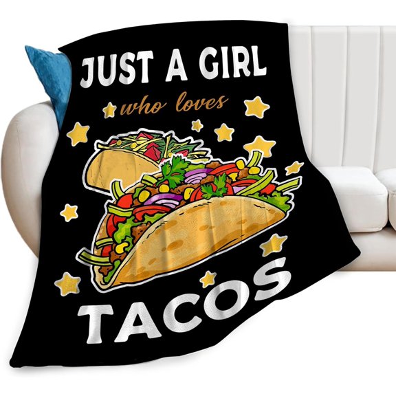 Taco Blanket for Girls Just Girl Who Loves Tacos Throw Blanket Soft Cozy Warm Fuzzy Fleece Tacos Food Bedroom Decor Blanket Gifts for Kids Women Men Adults Couch Sofa Bedding 80"X60"