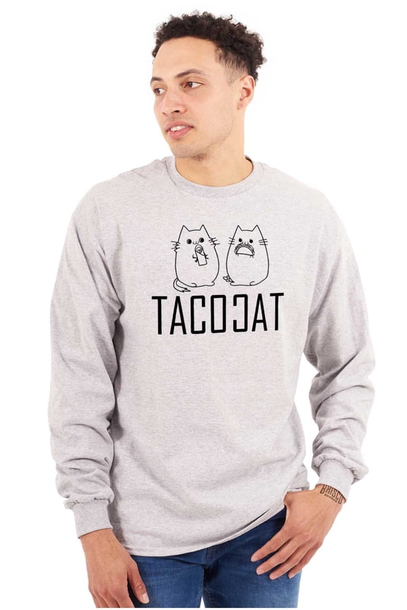 TacoCat Spelled Backwards is Taco Cat Plus Size Long Sleeve Graphic Tee Shirt Brisco Brands 3X