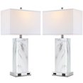 thumbnail image 1 of Tacoday 25" Touch Control Desk Lamp, White Fabric Shade, Set of 2, 3-Level Dimming Modern Ceramic Blue Bedside Lamp with 2 USB Ports and 1 AC Outlet,  (LED Bulb Included)., 1 of 7