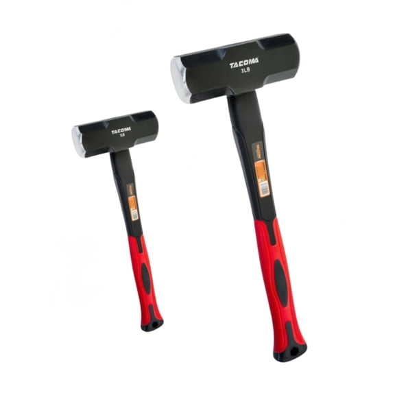 Tacoma 1 lb and 3 lb Sledgehammer Set, Forged High-Carbon Steel, Fiberglass Handle