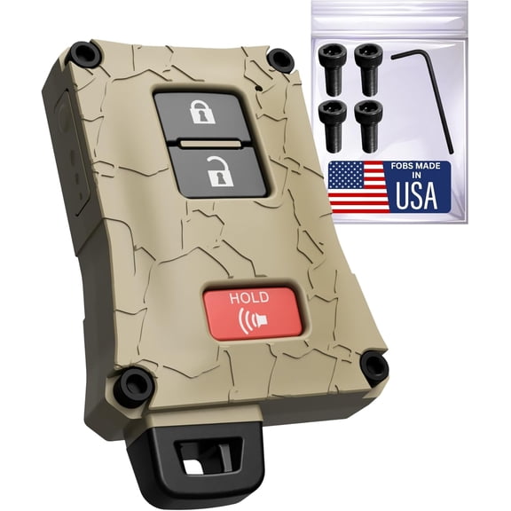 Heavy-Duty Key Fob Case Replacement for Toyota Tacoma 16-23, Tundra 20-21, & 4 Runner 20-21 - Rugged Key Protector - Shockproof & Scratch-Resistant - Secure Fit (Quicksand, Black Screws)