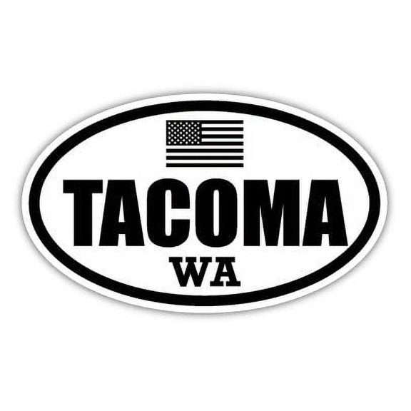 Tacoma WA Washington Pierce County Stealthy Subdued Old Glory US Flag Oval Euro Decal Bumper Sticker 3M Vinyl 3" x 5"