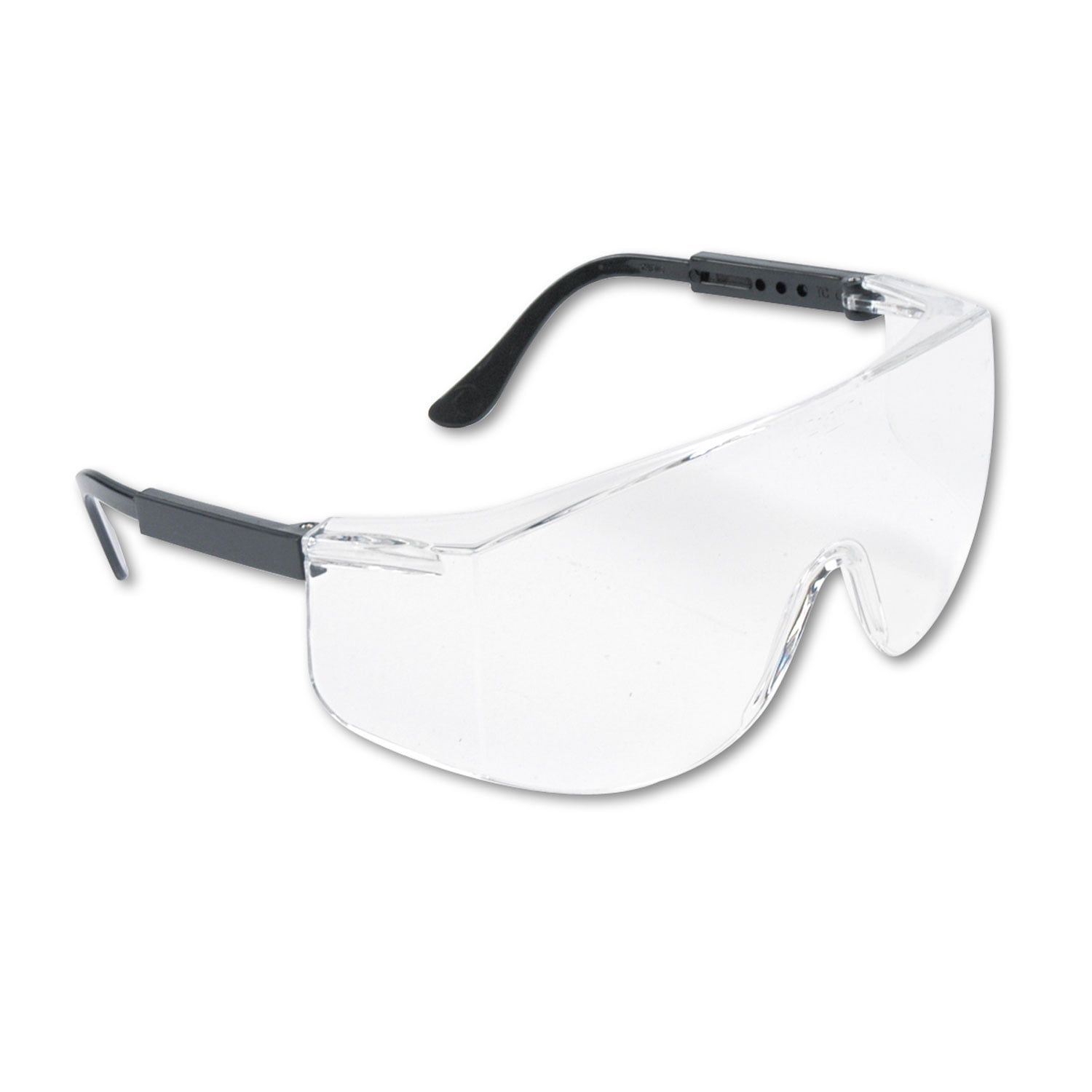 Tacoma Wraparound Safety Glasses, Black Plastic Frame, Clear Lens | Bundle of 5 Each