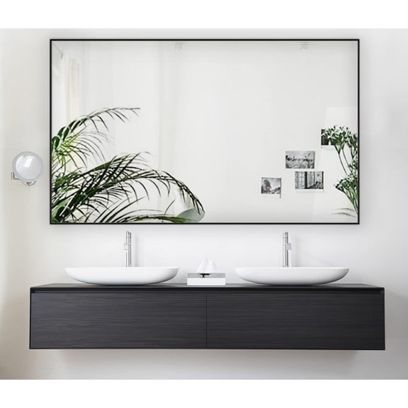 Tacomany 24" x 40" Black Modern Rectangle Bathroom Mirror