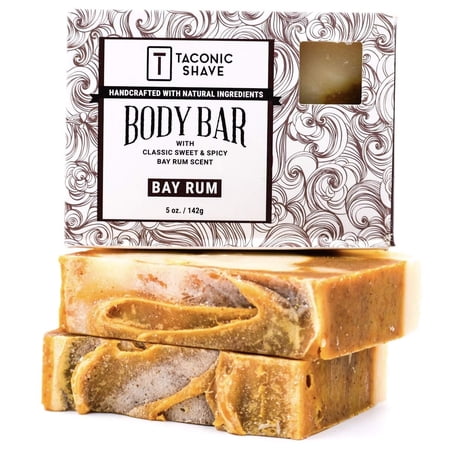 Taconic Shave, Bay Rum Body Bar – All Natural Face and Body Soap Bar – 2 Pack Bar Soap Natural – 5 Oz Scented Bay Rum Soap