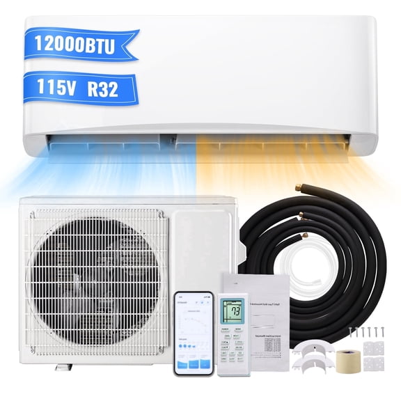 Tacool 12000BTU Mini Split Air Conditioner Heat Pump, 22 SEER2 115V Wifi Enable Energy Saving AC Unit with Remote Cools Rooms up to 750 Sq. Ft, Complete Installation Kit