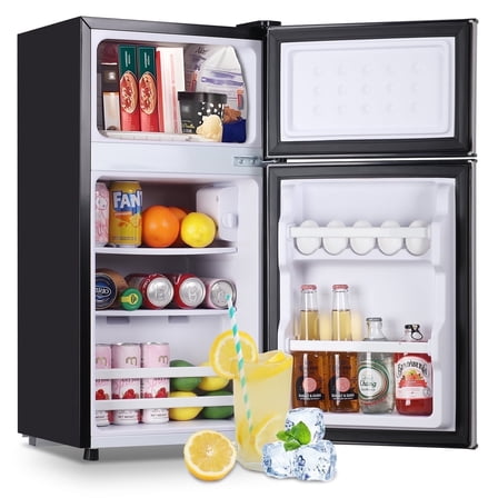 Tacool 2.4 Cu.ft Mini Fridge with Freezer, Apartment Size Refrigerator, Silver, New