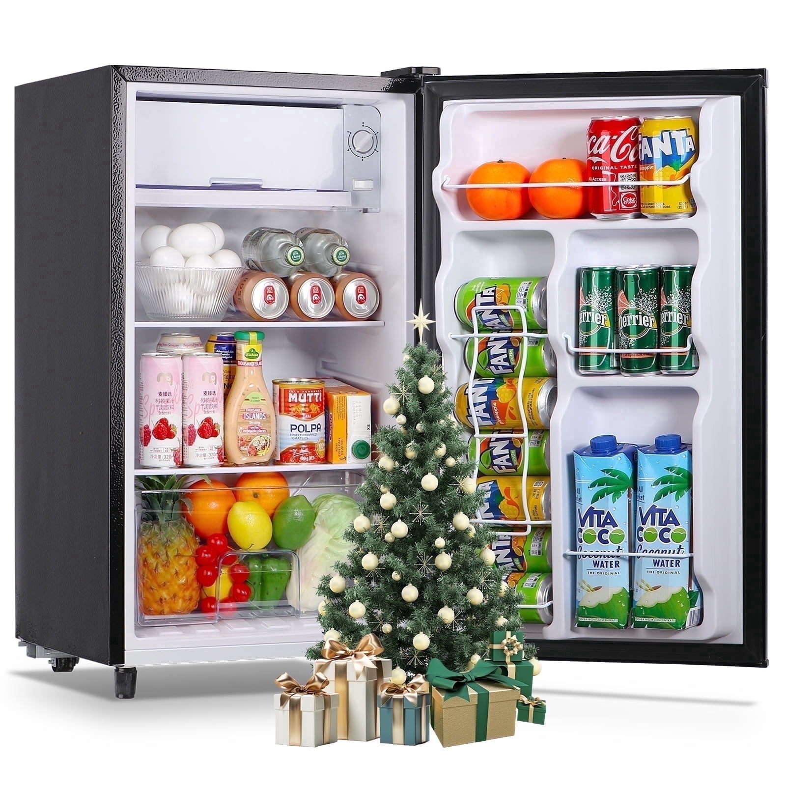 Tacool 3.2 Cu.ft Mini Fridge with Freezer, Single Door Small Refrigerator Black, New
