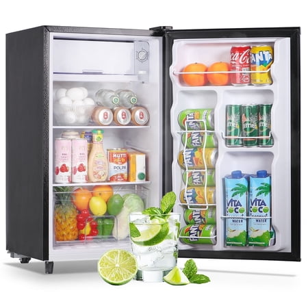 Tacool 3.2 Cu.Ft Mini Fridge with Freezer, Single Door Small Refrigerator Silver, New