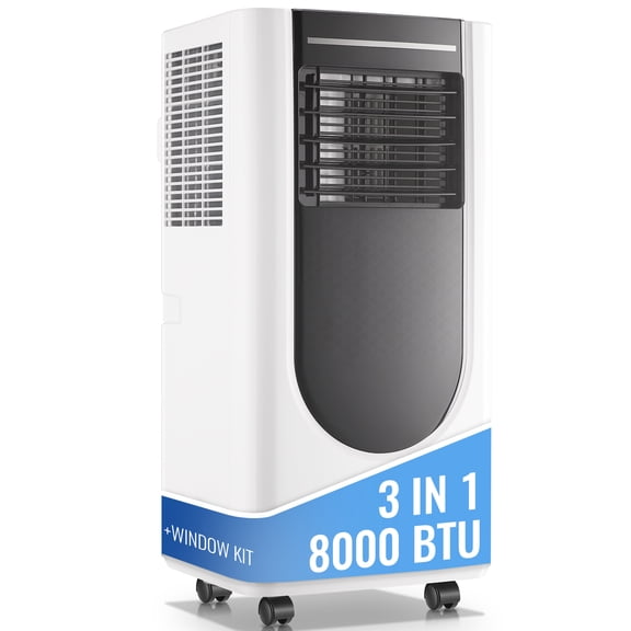 TACOOL 8000BTU ASHRAE Portable Air Conditioner with Window Kit Remote, 3 In 1 Ac Units Covers up to 250Sq.ft, Timer