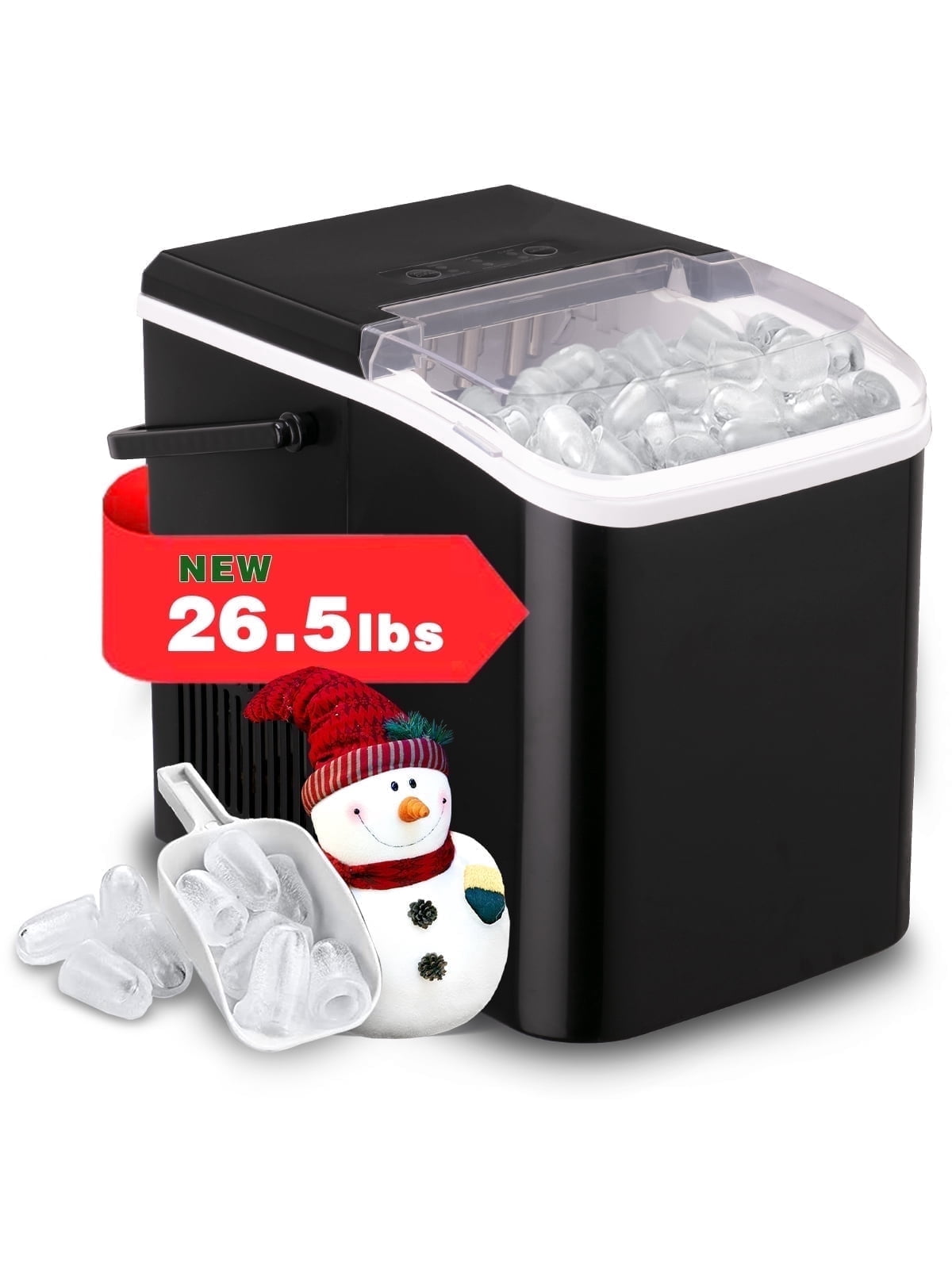 Tacool Portable Ice Makers Machine Countertop 26.5lbs in 24 Hours, 9 Cubes Ready in 8 Mins, Black, New