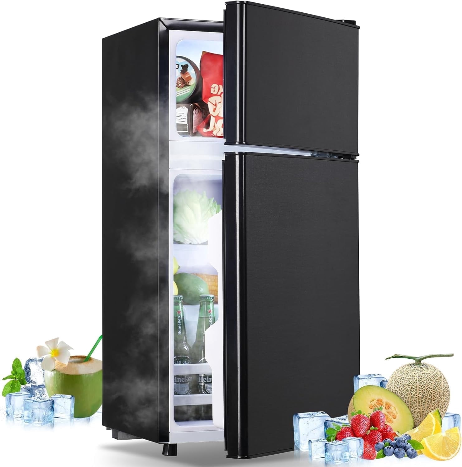 Tacool Mini Fridge, 2.4 Cu. Ft Compact Refrigerator, Dual Door Tacool Mini Fridge, 2.4 Cu. Ft Compact Refrigerator, Dual Door