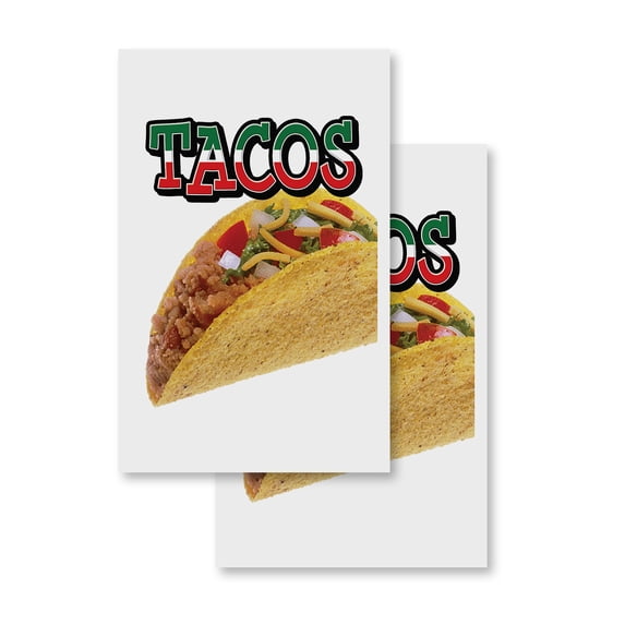 Tacos (2-PACK) 24" x 36" Vinyl Decals | Sign Insert Peel & Stick Decals Stickers Window Signs