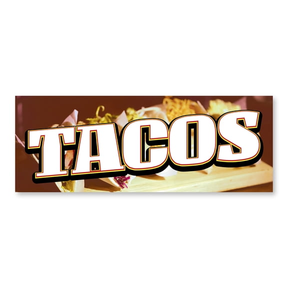 Tacos 36" x 14" Decal | Advertise Your Business | All Weather Can Apply To Any Surface | Steak Beef Chicken El Pastor Barbacoa | Made in The USA