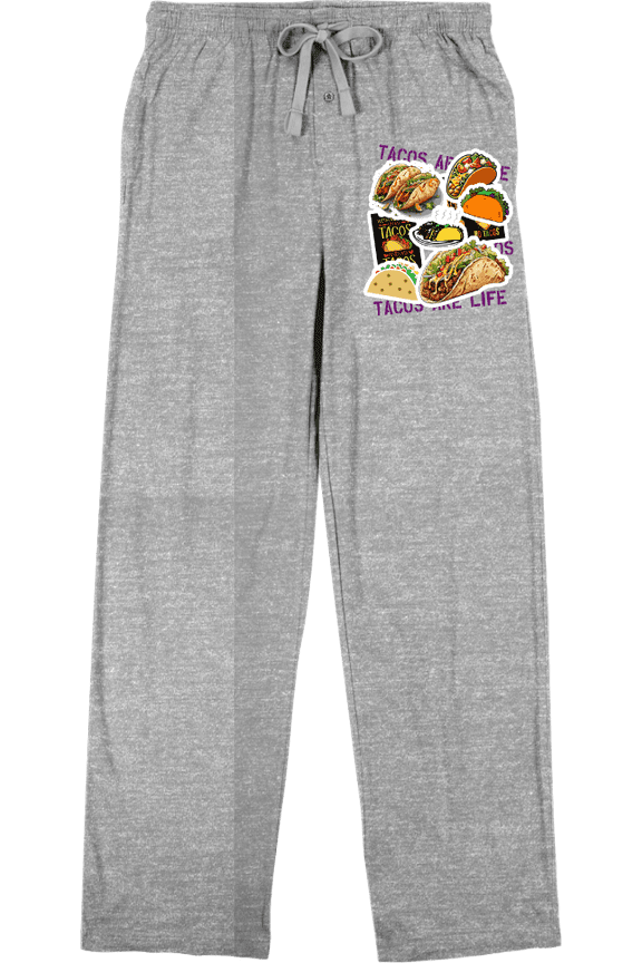Tacos Are Life Taco Stickers Men's Heather Gray Sleep Pajama Pants-Medium