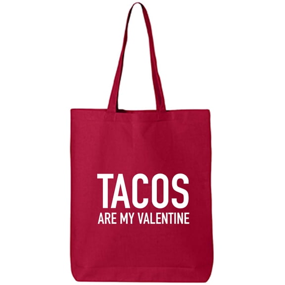 Tacos Are My Valentine Cotton Canvas Tote Bag