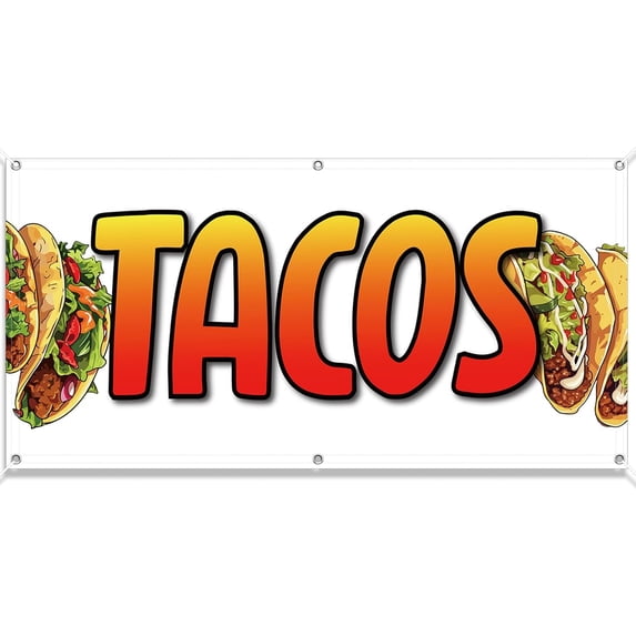 Tacos Banner Store Sign Funny Metal Tin Signs 12×8 Inch
