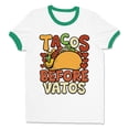thumbnail image 1 of Tacos Before Vatos Ringer Tee Shirt Unisex Large White/Kelly Green, 1 of 5
