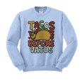 thumbnail image 1 of Tacos Before Vatos Sweatshirt Unisex Small Light Blue, 1 of 5