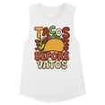 thumbnail image 1 of Tacos Before Vatos Women's Muscle Tank Large White, 1 of 5
