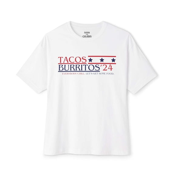 Tacos Burritos 2024 Election T-shirt | Everybody Chill, Let's Get Some Food - Funny Viral Latino Tees | Unisex - 3 Colors