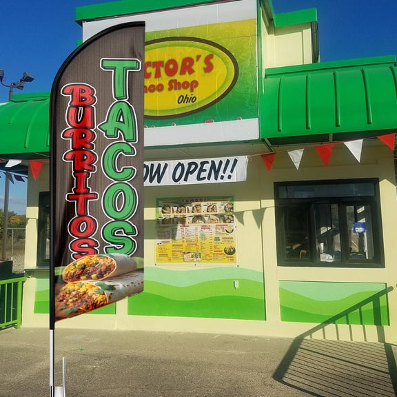 Tacos Burritos Burritos Sign Feather Flag,8FT outdoor advertising flag, Tacos Business Sign,Tacos Swooper FlagFLAG ONLY