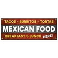 thumbnail image 1 of Tacos Burritos Tortas Mexican Food Breakfast & Lunch | 48" X 120" Banner | Heavy Duty 13oz. Outdoor Vinyl Single Sided With Grommets | Made in The USA, 1 of 4
