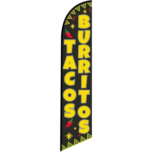 Tacos Burritos feather banner Swooper Flag, Replacement Flag Only without pole kit