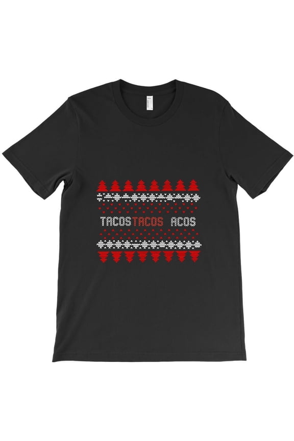 Tacos Christmas Funny Ugly Sweater Style Holiday Food Graphic H2178 Unisex T-Shirt, Up to 5XL Available