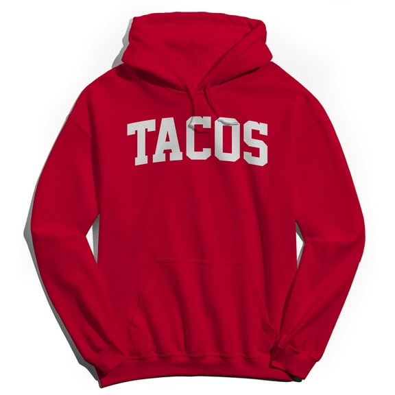 Tacos Graphic Red Men's Cotton Pullover Hoodie