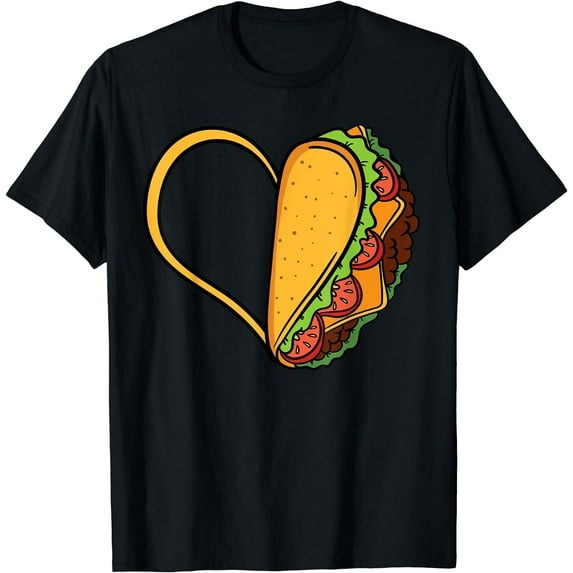 Tacos Heart Mexican Dish Street Food Chili Taquitos Flautas T-Shirt
