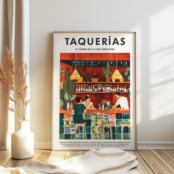 Tacos Mexican Food Retro Restaurant Kitchen Poster UNFRAMED PAPER POSTER, Home Decor