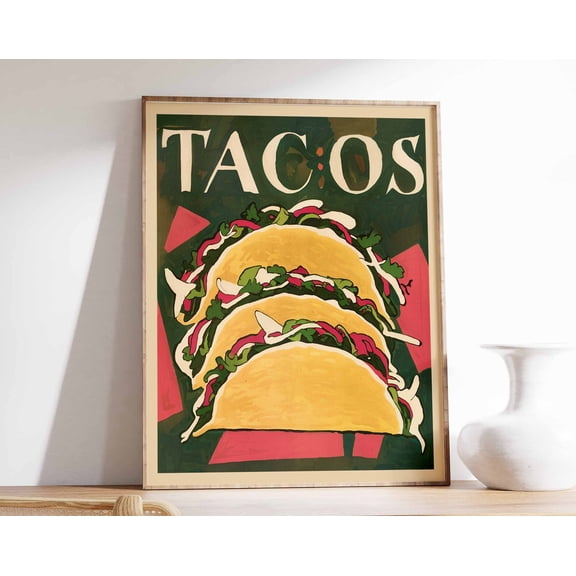 Tacos Poster Mexican Food Kitchen Art Print