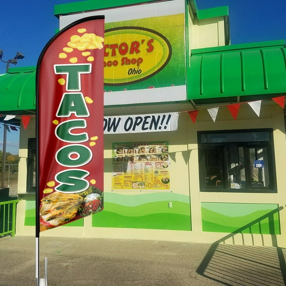 Tacos Sign Feather Flag,8FT Tacos outdoor advertising flag, Tacos Business Sign,Tacos Swooper FlagFLAG ONLY